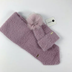 Fluffy Cashmere Hat & Scarf Set/ DUSTY ROSE