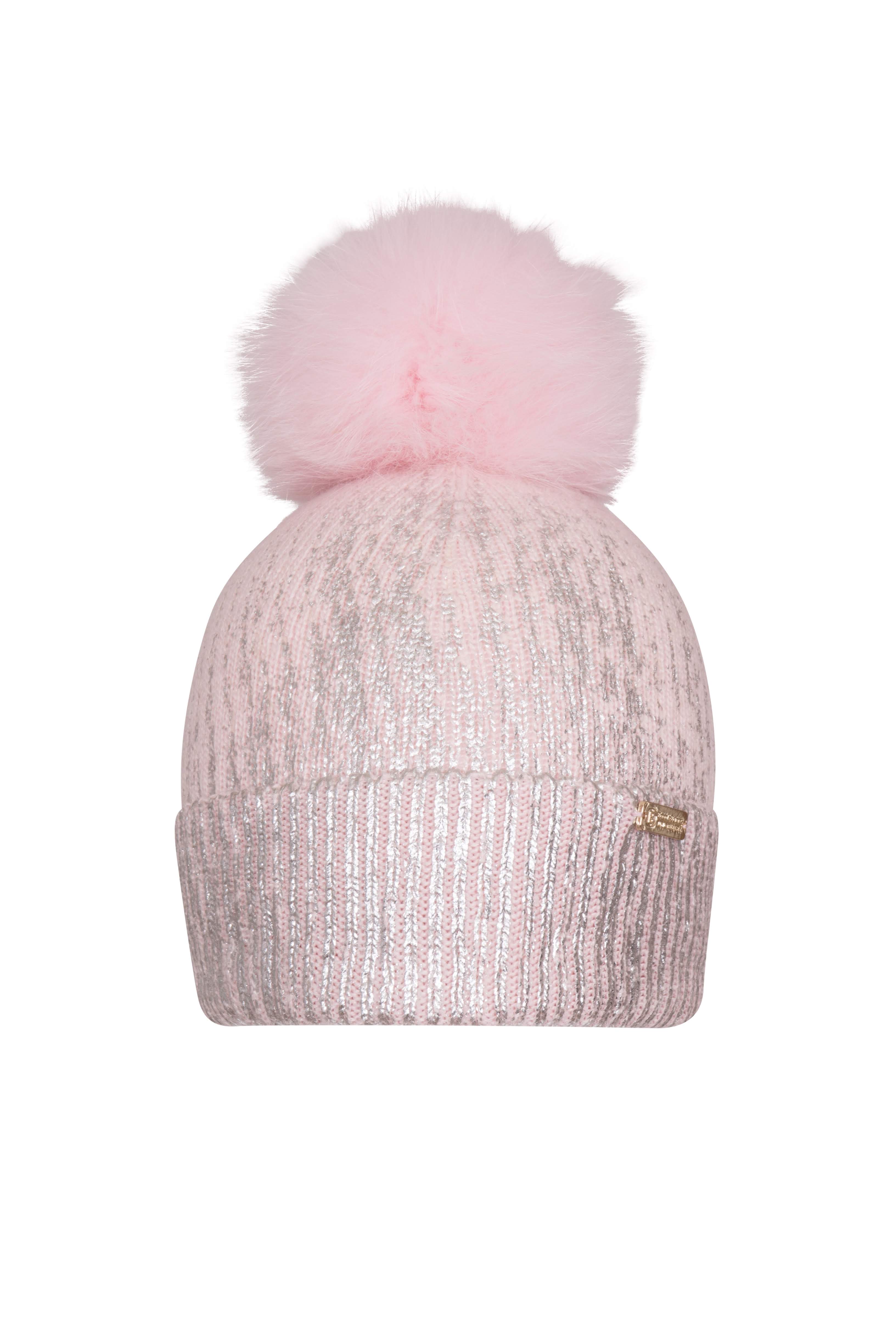 Angora 'Florence'  pompom hat and scarf set / Pink