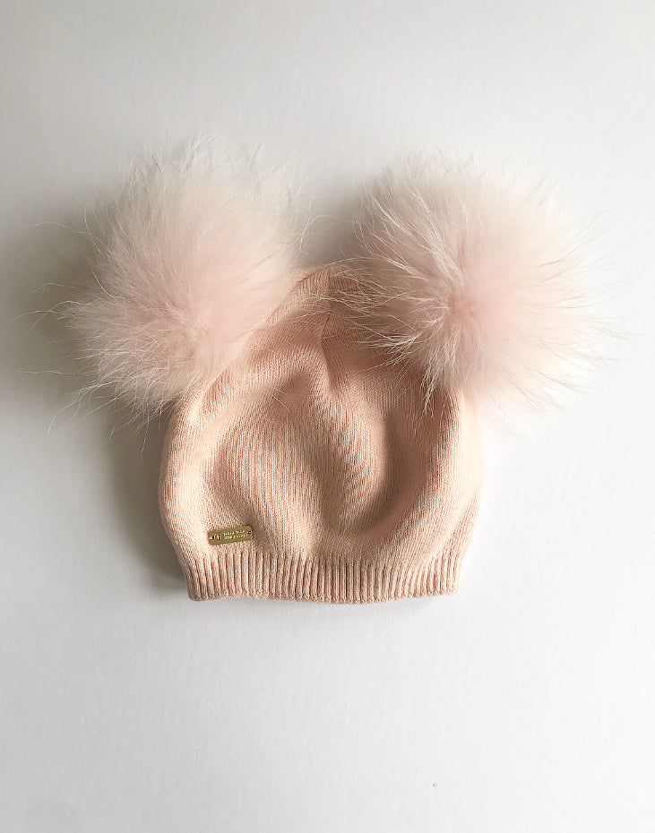 Cashmere double pompom hat