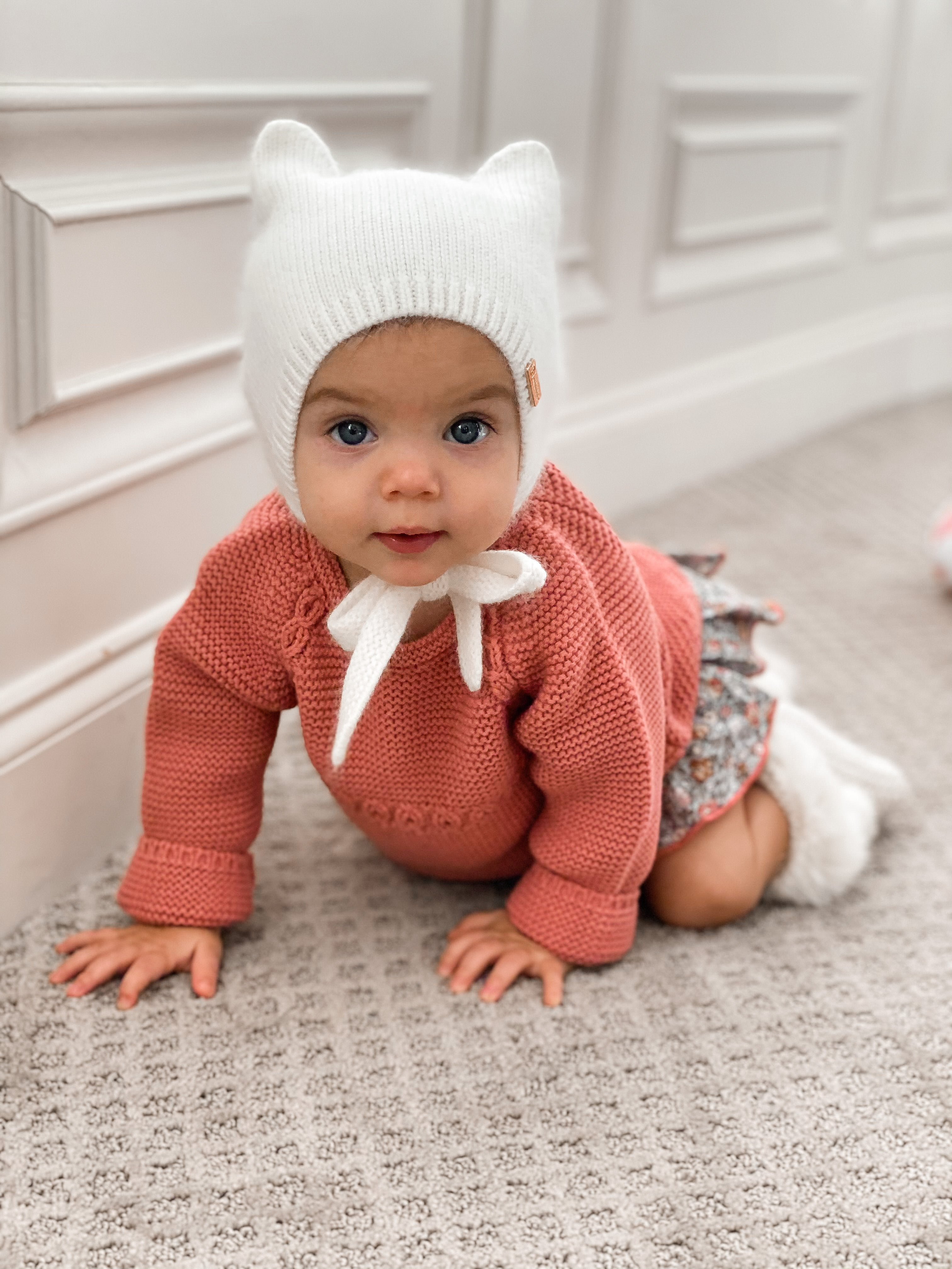 Kitten angora bonnet / Pink