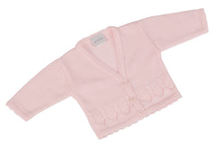 Pink knit scallop baby cardigan