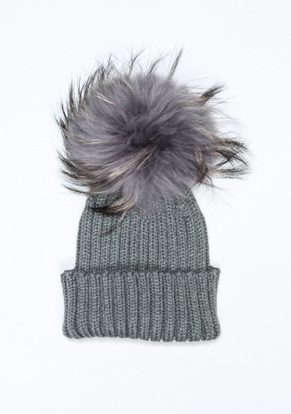 Dark Grey PomPom Hat