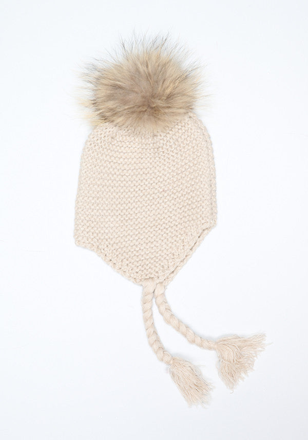 Beige Oat Bomber Hat