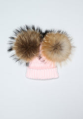 Candy Pink Double PomPom Hat