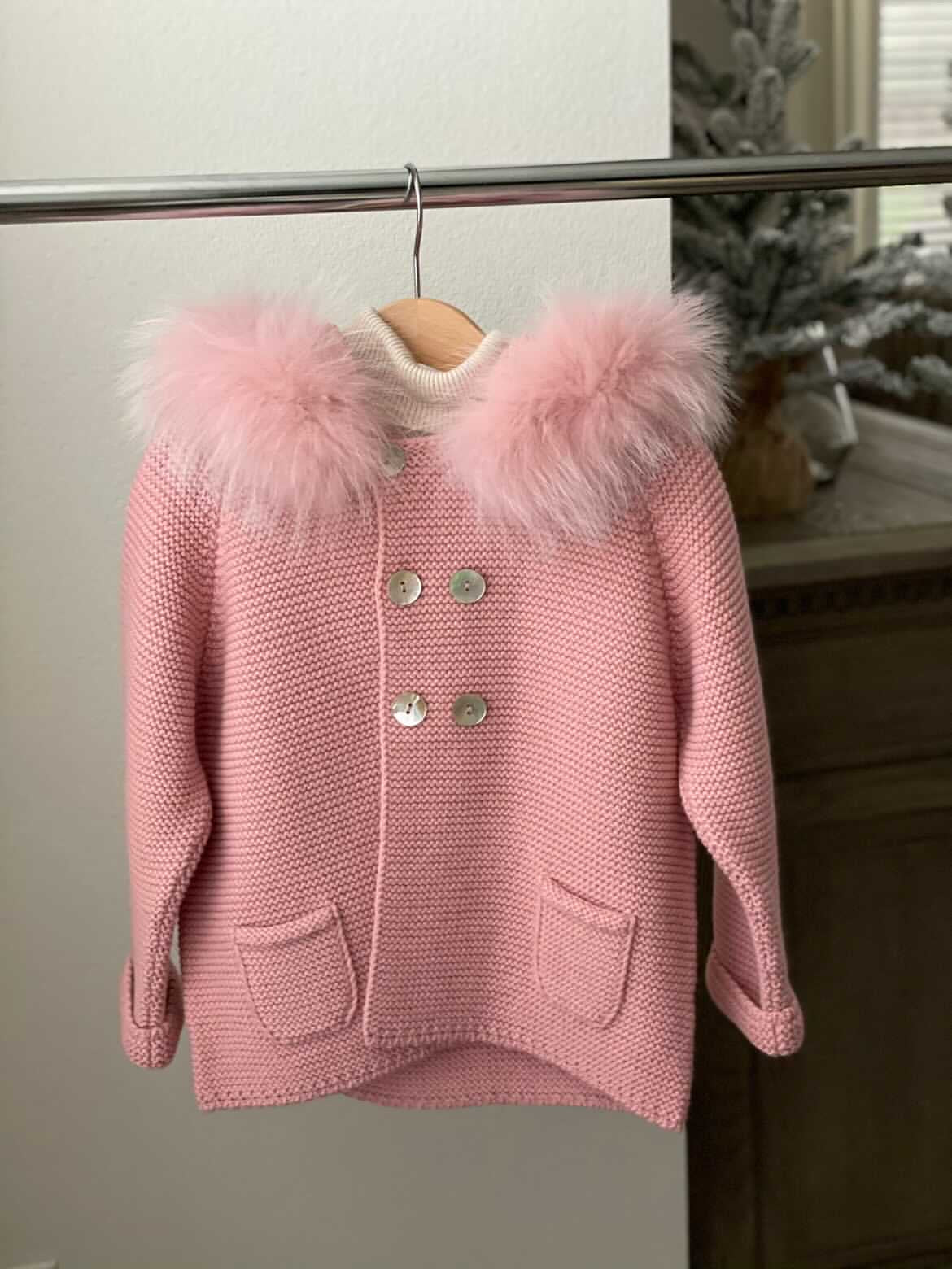 Bobble Babies knitted jacket in peony pink